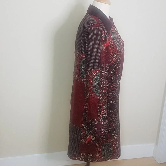 Zara patch quilt print  satin vee neck collar mini dress - Picture 6 of 9